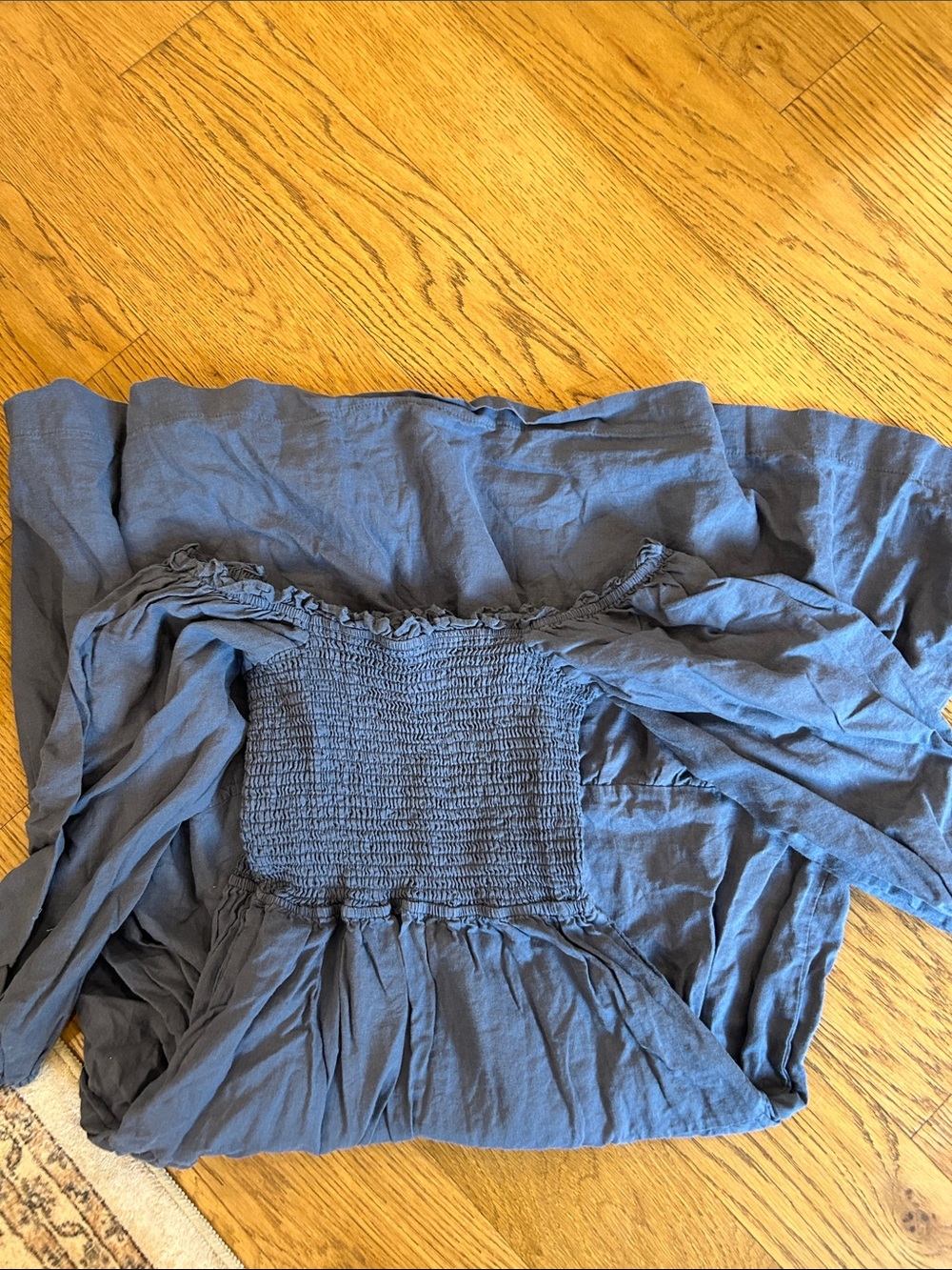 Neuflora Odessa Blue Smocked Off-Shoulder Women's Dress